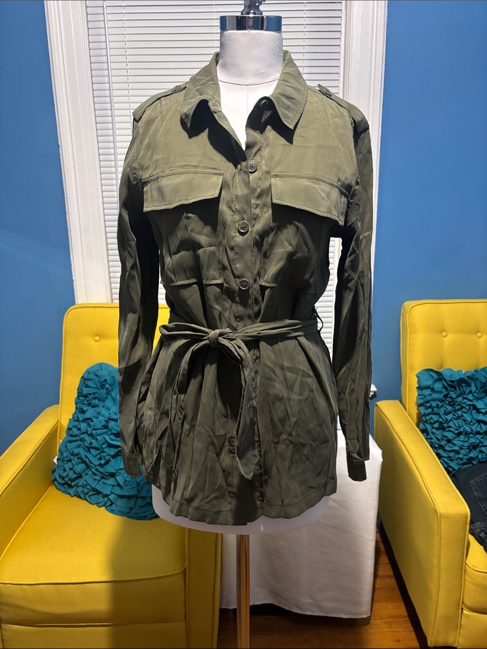 Olive Utility Belted Women's Jacket